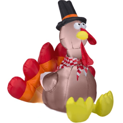 5' Inflatable Sitting Turkey wearing Pilgrim hat by Gemmy Inflatables ...
