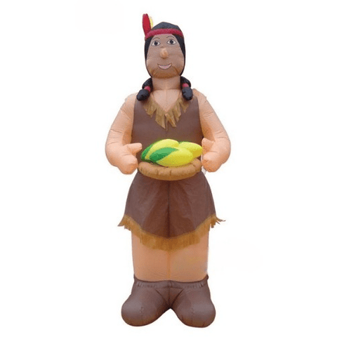 Gemmy Inflatables Thanksgiving Inflatables 7 1/2' Air Blown Inflatable Thanksgiving INDIAN Woman Holding Corn by Gemmy Inflatables Y815A 7 1/2' Air Blown Inflatable Thanksgiving INDIAN Woman Holding Corn