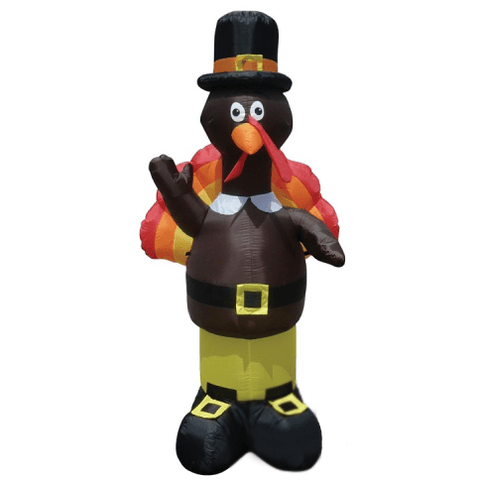 Gemmy Inflatables Thanksgiving Inflatables 7' Air Blown Inflatable Standing Turkey Dressed as Pilgrim Waiving by Gemmy Inflatables Y8130 7' Air Blown Inflatable Standing Turkey Dressed as Pilgrim Waiving by Gemmy Inflatables SKU# Y8130