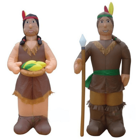 Gemmy Inflatables Thanksgiving Inflatables Thanksgiving INDIAN Man And Woman COMBO by Gemmy Inflatables 4' Air Blown Inflatable Thanksgiving Pilgrim Man & Pilgrim Woman Waiving by Gemmy Inflatables SKU# Y819A+Y818A