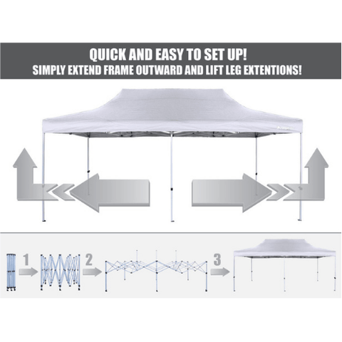20' x 10' White Pop Up Canopy by GigaTent