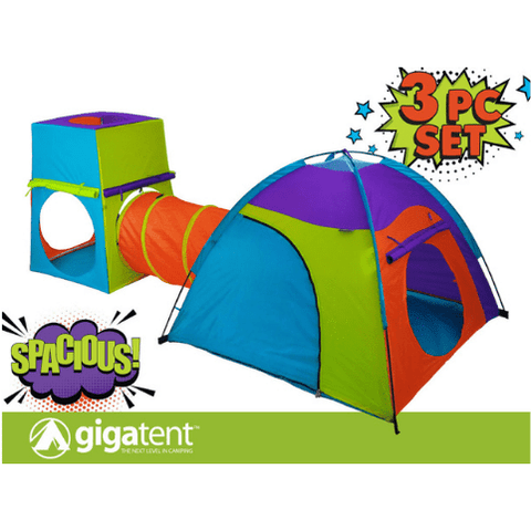 GigaTent Play Tents & Tunnels 3 Piece Play Set One Dome Tent One Play Tunnel One Cube by GigaTent 815886010544 CT 021