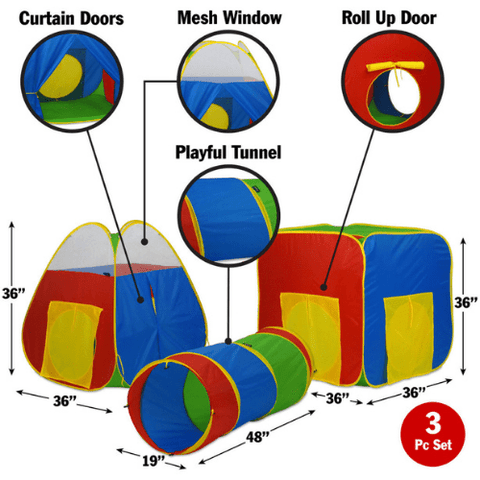 GigaTent Play Tents & Tunnels Play Tent Includes One Cube One Pyramid Tent & One Tunnel by Gigatent 815886012531 CT 098