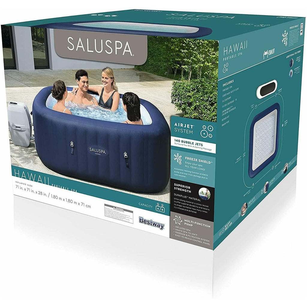 Bestway 54295 SaluSpa Airjet 6 Person Honolulu Inflatable Portable Hot Tub Spa, Gray