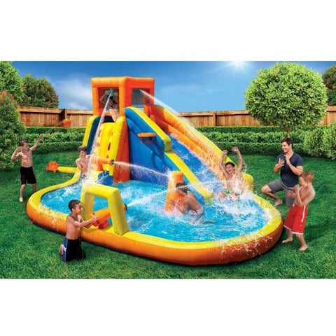 H20GO Water Parks & Slides Battle Blast Adventure Park with Blower Motor and 3 Water Cannons by Banzai 191124903411 90341 Battle Blast Adventure Park w/ Blower Motor 3 Water Cannons by Banzai 