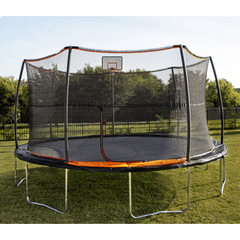15' Trampoline 7 Legs/ 7 Poles with Universal Basketball Hoop By Jump King