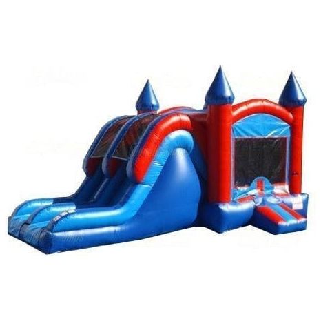 Jungle Jumps Inflatable Bouncers 15'H Blue Double Lane Combo Dry by Jungle Jumps 781880288633 CO-1426-B 15'H Blue Double Lane Combo Dry by Jungle Jumps SKU # CO-1426-B