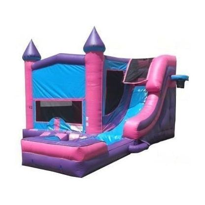 Jungle Jumps Inflatable Bouncers 16'H Pink Modual Castle side Slide Combo Wet/Dry by Jungle Jumps CO-1467-C 16'H Pink Modual Castle side Slide Combo Wet/Dry Jungle Jumps