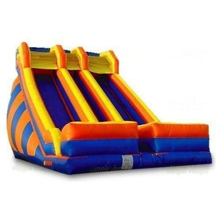 Jungle Jumps Water Parks & Slides 18 x 21 x 14 Double Lane Dry Slide by Jungle Jumps 781880279723 SL-1110-M 18'H Green Straight Waterslide by Jungle Jumps SKU#SL-WS151-B