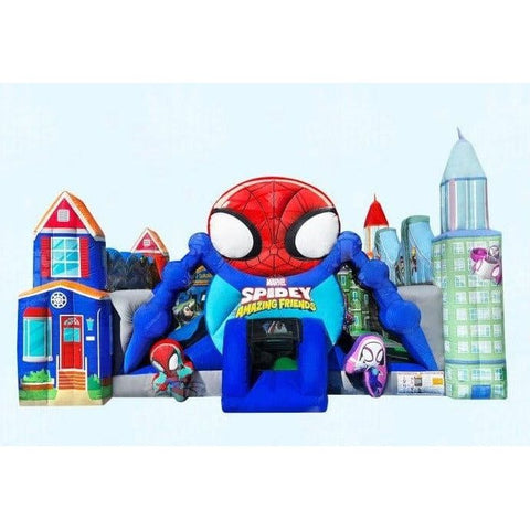 Magic Jump Inflatable Bouncers 16'H Spidey and His Amazing Friends Playground Combo by Magic Jump 16'3"H Spider-Man 50 Obstacle Course Wet or Dry Magic Jump SKU#73309s