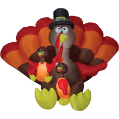 Morris Costumes Inflatable Party Decorations Airblown Turkey Family Large Inflatable Scene by Gemmy Inflatables 781880289203 818649 Airblown Turkey Family Large Inflatable Scene Gemmy  SKU# 818649  