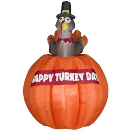 My Bounce House For Sale 4 1/2' Gemmy Airblown Animated Inflatable Turkey Rising Out Of Pumpkin by Gemmy Inflatables