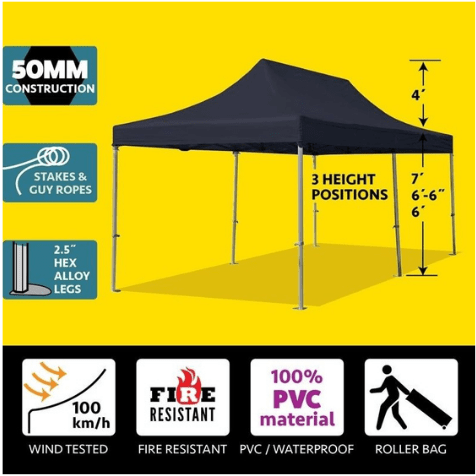Party Tents Direct Canopies & Gazebos 10' x 20' Black 50mm Speedy Pop-up Party Tent by Party Tents 754972337649 4579 10' x 20' Black 50mm Speedy Pop-up Party Tent by Party Tents SKU# 4579