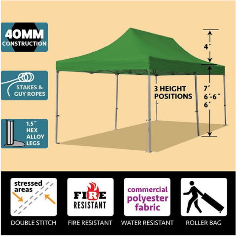 Party Tents Direct Canopies & Gazebos 10' x 20' Green 40mm Speedy Pop-up Party Tent by Party Tents 754972308410 4617 10' x 20' Green 40mm Speedy Pop-up Party Tent by Party Tents 4617