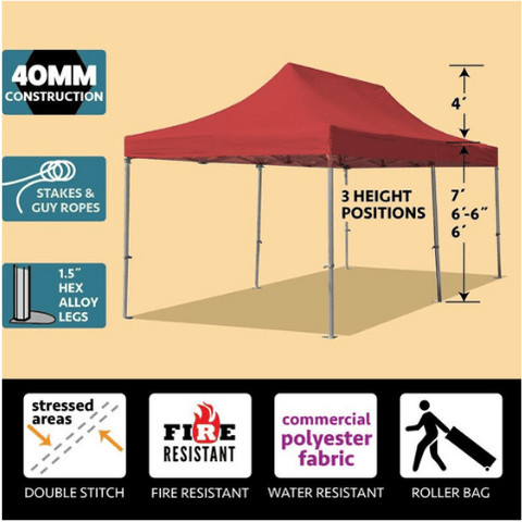 Party Tents Direct Canopies & Gazebos 10' x 20' Red 40mm Speedy Pop-up Party Tent by Party Tents 754972308427 4616 10' x 20' Red 40mm Speedy Pop-up Party Tent by Party Tents SKU# 4616