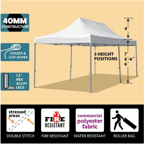 Party Tents Direct Canopies & Gazebos 10' x 20' White 40mm Speedy Pop-up Party Tent by Party Tents 754972308434 4615 10' x 20' White 40mm Speedy Pop-up Party Tent by Party Tents 4615