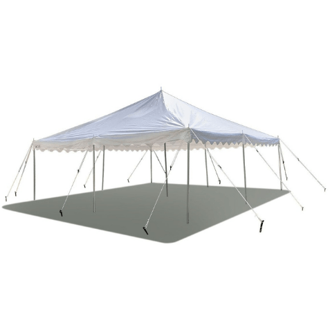 Party Tents Direct Canopies & Gazebos 20' x 20' White Economy Pole Canopy Tent with Sidewalls by Party Tents 754972377041 8079