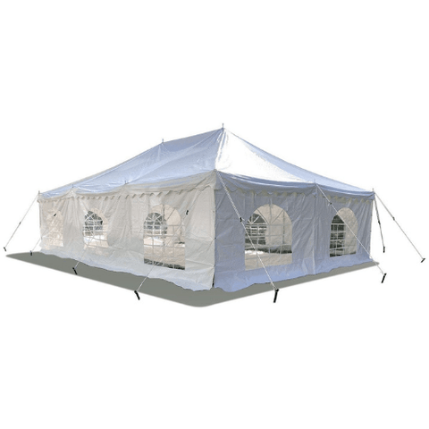 Party Tents Direct Canopies & Gazebos 20' x 30' White Economy Pole Canopy Tent with Sidewalls by Party Tents 754972377058 8080