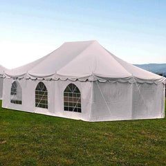 20' x 30' White Weekender Standard Canopy Pole Tent with Standard Sidewall Kit by Party Tents