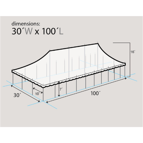 Party Tents Direct Canopies & Gazebos 30' x 100' Premium Sectional Canopy Pole Party Tent - White by Party Tents 754972307475 3753 30' x 100' Premium Sectional Canopy Pole Party Tent  White Party Tents