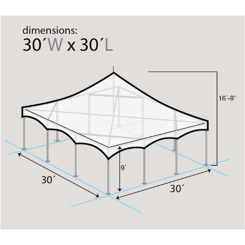 Party Tents Direct Canopies & Gazebos 30' x 30' High Peak Frame Party Tent - White by Party Tents 754972308328 4120 30' x 30' High Peak Frame Party Tent - White by Party Tents SKU# 4120