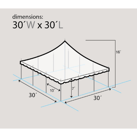 Party Tents Direct Canopies & Gazebos 30' x 30' Premium Pole Party Tent - White by Party Tents 754972307482 3733 30' x 30' Premium Pole Party Tent - White by Party Tents SKU# 3733