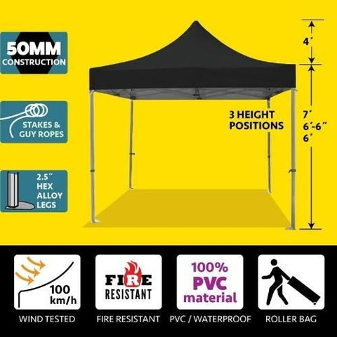 Party Tents Direct Canopy Tents & Pergolas 10' x 10' Black 50mm Speedy Pop-up Party Tent by Party Tents 754972337564 4559 10' x 10' Black 50mm Speedy Pop-up Party Tent by Party Tents 4559