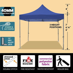Party Tents Direct Canopy Tents & Pergolas 10' x 10' Blue 40mm Speedy Pop-up Party Tent by Party Tents 754972308359 4440