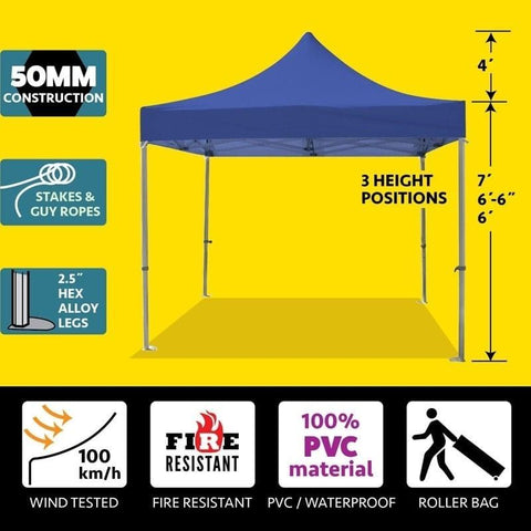 Party Tents Direct Canopy Tents & Pergolas 10' x 10' Blue 50mm Speedy Pop-up Party Tent by Party Tents 754972309608 4556