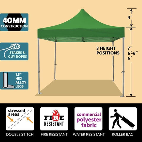 Party Tents Direct Canopy Tents & Pergolas 10' x 10' Green 40mm Speedy Pop-up Party Tent by Party Tents 754972308366 4484