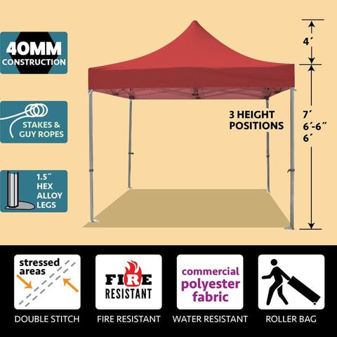 Party Tents Direct Canopy Tents & Pergolas 10' x 10' Red 40mm Speedy Pop-up Party Tent by Party Tents 754972308373 4496 10' x 10' Red 40mm Speedy Pop-up Party Tent by Party Tents SKU# 4496