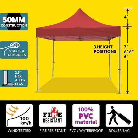 Party Tents Direct Canopy Tents & Pergolas 10' x 10' Red 50mm Speedy Pop-up Party Tent by Party Tents 754972336697 4623 10' x 10' Red 50mm Speedy Pop-up Party Tent by Party Tents SKU# 4623