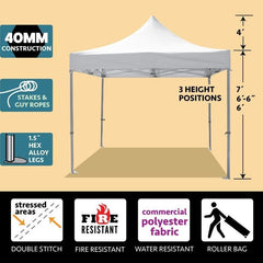 Party Tents Direct Canopy Tents & Pergolas 10' x 10' White 40mm Speedy Pop-up Party Tent by Party Tents 754972308380 4536 10' x 10' White 40mm Speedy Pop-up Party Tent by Party Tents 4536
