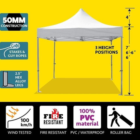 Party Tents Direct Canopy Tents & Pergolas 10' x 10' White 50mm Speedy Pop-up Party Tent by Party Tents 754972336703 4624 10' x 10' White 50mm Speedy Pop-up Party Tent by Party Tents 4624