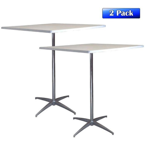 Party Tents Direct Folding Chairs & Stools 30" 2 Pack Square Adjustable Height Cocktail Bistro Table by Party Tents 96" 2 Pack Rectangle Wood Seminar Table by Party Tents SKU#3413