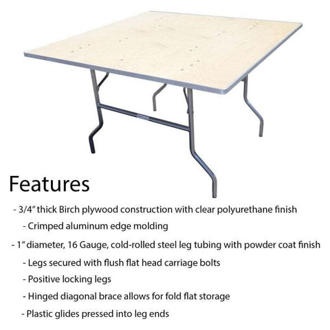 Party Tents Direct Folding Chairs & Stools 30" 2 Pack Square Wood Folding Table by Party Tents 754972309486 3184 30" 2 Pack Square Wood Folding Table by Party Tents SKU#3184