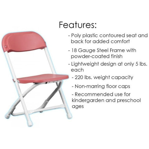 Party Tents Direct Folding Chairs & Stools Kids Red Plastic Folding Chairs by Party Tents 754972297790 105 Kids Red Plastic Folding Chairs by Party Tents SKU# 105