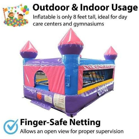 POGO Commercial Bouncers 12'4" Junior Pink Castle Indoor Bounce House with Blower by POGO 14' Rainbow Modular Bounce House with Blower by POGO SKU# 6998