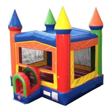 POGO Commercial Bouncers 14' Rainbow Modular Bounce House with Blower and Dinosaur Art Panel by POGO 754972336567 7492 14' Rainbow Modular Bounce House with Blower and Dinosaur Art Panel 