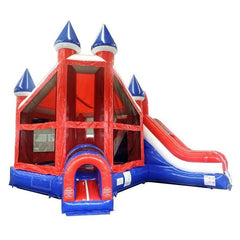 16'H Red, White and Blue Marble Deluxe Inflatable Castle Bounce House Slide Combo w/ Blower by POGO 2010