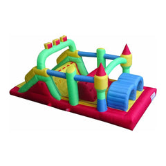 7' Backyard Kids Rainbow Castle Inflatable Obstacle Course Race by POGO