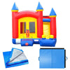 Image of POGO Inflatable Bouncers 11.5'H Crossover Rainbow Inflatable Bounce House Side Slide Combo with Blower, Backyard Party Package by POGO 754972316996 5520 11.5'H Crossover Rainbow Bounce House Side Slide Combo Blower