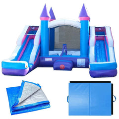 11'H Crossover Pink Double Water Slide Bounce House with Blower by POGO