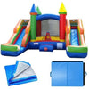 Image of POGO Inflatable Bouncers 11'H Crossover Rainbow Double Water Slide Bounce House with Blower, Backyard Party Package by POGO 754972361064 5516 11'H Crossover Rainbow Double Water Slide Bounce House with Blower