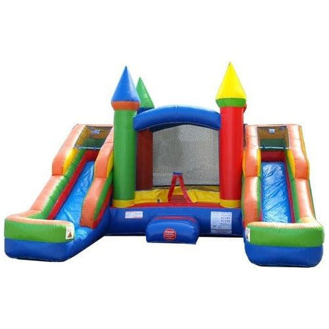 POGO Inflatable Bouncers 11'H Crossover Rainbow Double Water Slide Bounce House with Blower, Backyard Party Package by POGO 754972361064 5516 11'H Crossover Rainbow Double Water Slide Bounce House with Blower