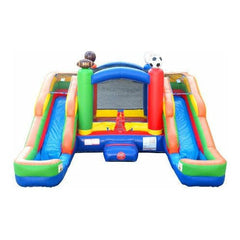 POGO Inflatable Bouncers 11'H Crossover Sports Double Water Slide Bounce House with Blower, Backyard Party Package by POGO 754972370233 5518 11'H Crossover Sports Double Water Slide Bounce House with Blower