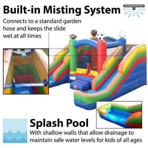 11'H Crossover Sports Double Water Slide Bounce House with Blower, Backyard Party Package by POGO
