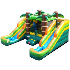 11'H Crossover Tropical Double Water Slide Bounce House with Blower by POGO