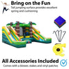 Image of POGO Inflatable Bouncers 11'H Crossover Tropical Double Water Slide Bounce House with Blower, Backyard Party Package by POGO 11.5'H Crossover Rainbow Bounce House Side Slide Combo Blower