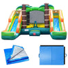 Image of POGO Inflatable Bouncers 11'H Crossover Tropical Double Water Slide Bounce House with Blower, Backyard Party Package by POGO 11.5'H Crossover Rainbow Bounce House Side Slide Combo Blower